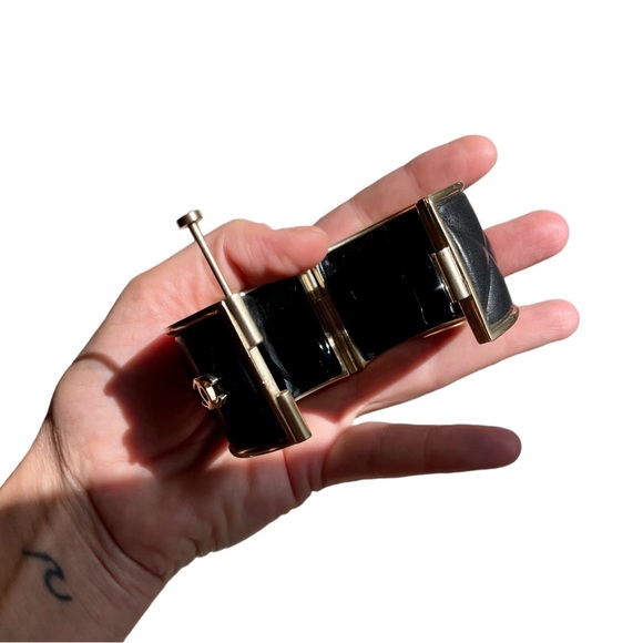 CHANEL Black Quilted Lambskin Leather Cuff Bracelet w/ Pin Side Closure - Picture 8 of 14